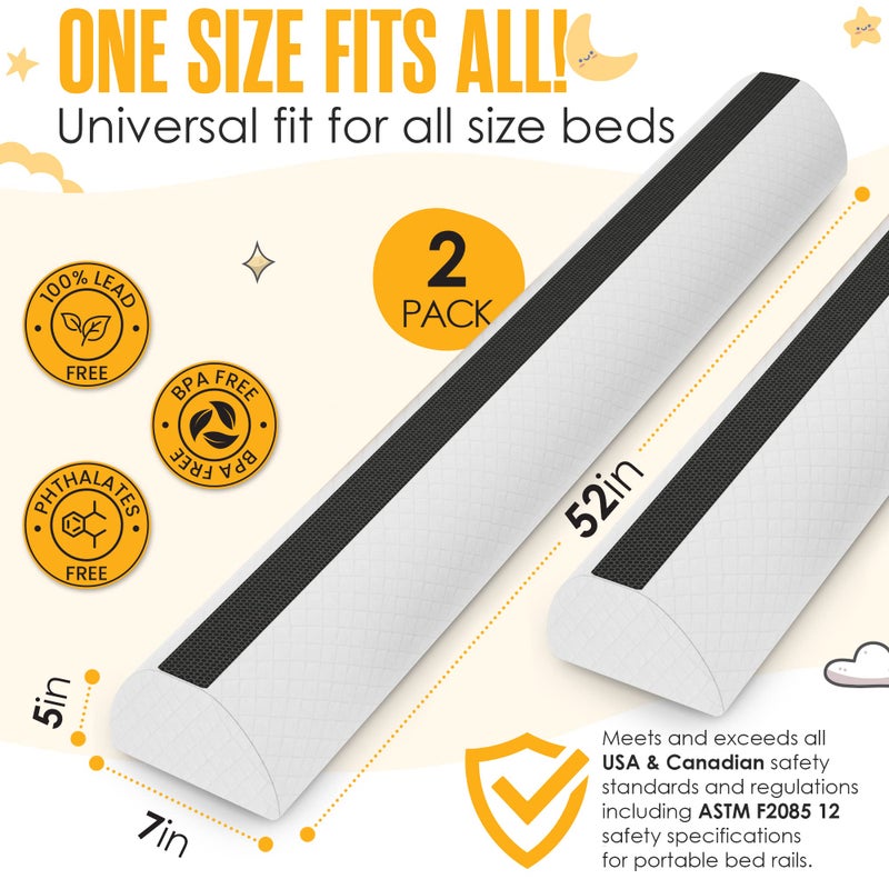 Sleepah Bed Rail for Toddlers (2 Pack) Memory Foam Bumper Guard w Dual Non-Slip Pads (Top & Bottom) Waterproof Washable Soft Removable Cover Safety Noodle for King Queen Full Twin Beds (2) - Image 4
