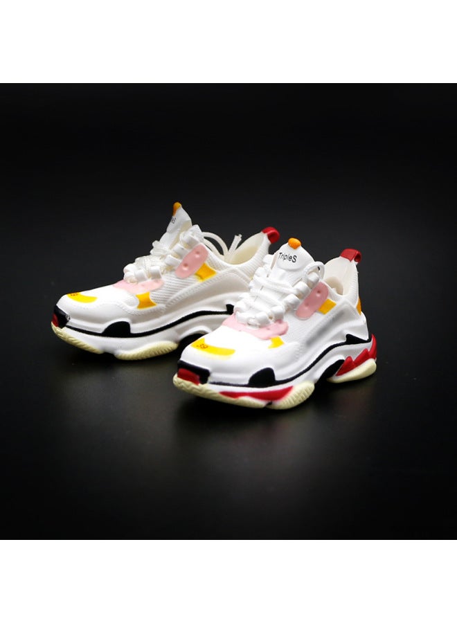 Trendy 3d Old Dad Shoes Toy Ornament Sneaker Ball Bjd Doll Handheld Doll Special Shoes Cool Collectible Plaything-Color:5. Pink Yellow  - Image 1
