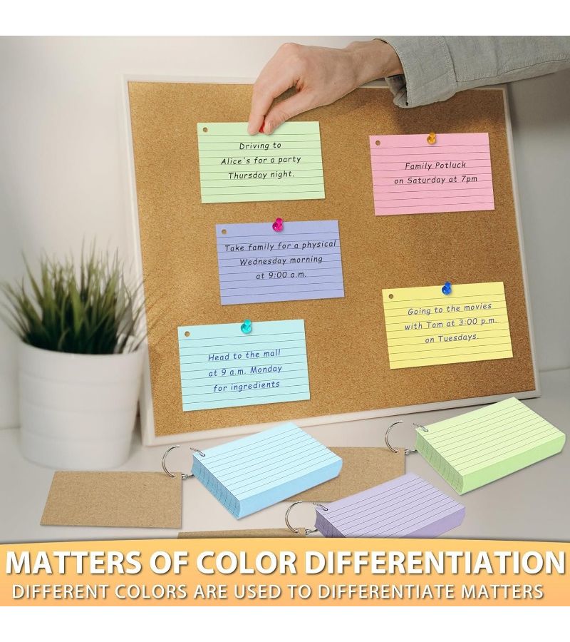 50 Colored Index Cards 3x5 Inches Lined Both Sides with Ring for Study School - Image 4