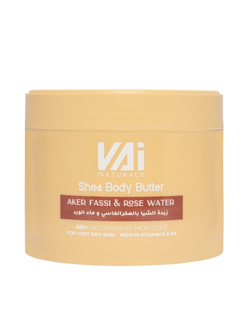 Vai Naturals Shea Body Butter – Aker Fassi & Rose Water, 300ml | 48H Deep Hydration & Nourishment - Image 1
