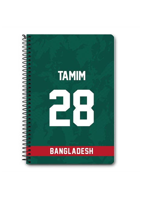 Designer A5 Spiral Notebook Memo Notepad Journal Player - Tamim Iqbal, Jersey Number -28