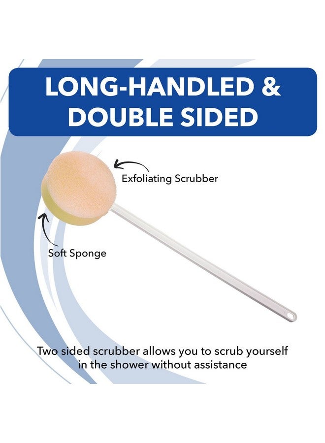 Sammons Preston Long Scrub Sponges, 22.5" Long Handled Washer & Scrubber Tool With Polyfoam Round Sponge & Loofah On One Side, Bath & Shower Cleaning Aid, Extended Reacher For Limited Range Of Motion - Image 2