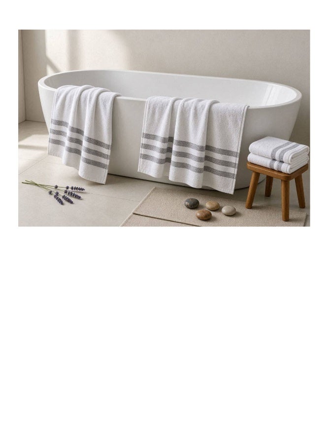 noon 4 Piece Face Towel Set - 450 GSM 100% Cotton White - Highly Absorbent - Image 2