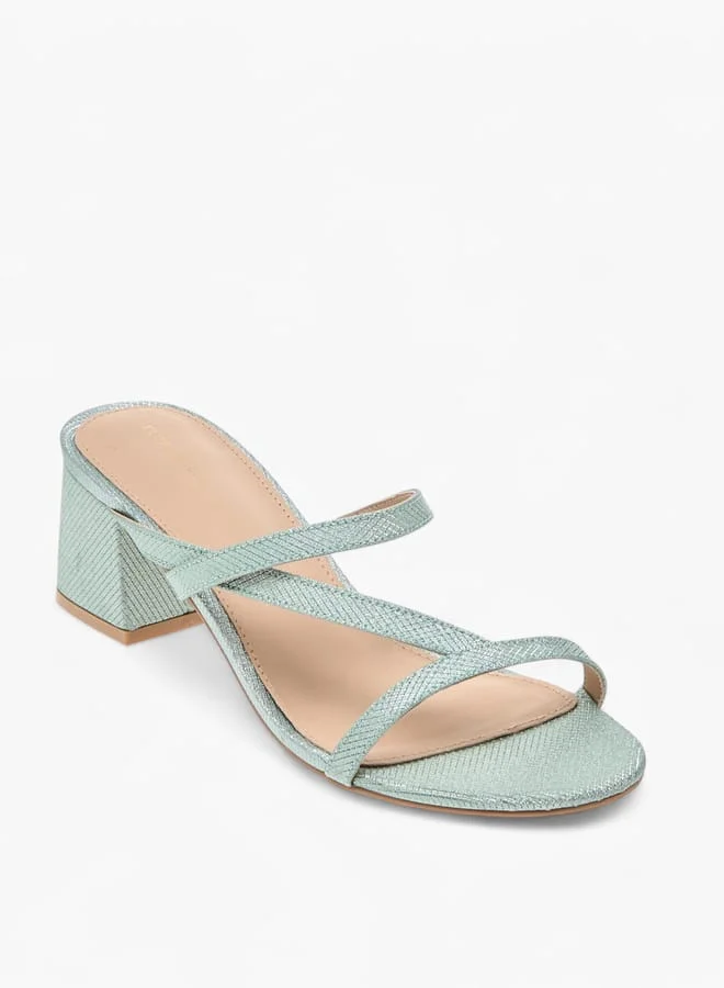 Flora Bella By Shoexpress Women Textured Strappy Slip-On Sandals with Block Heels