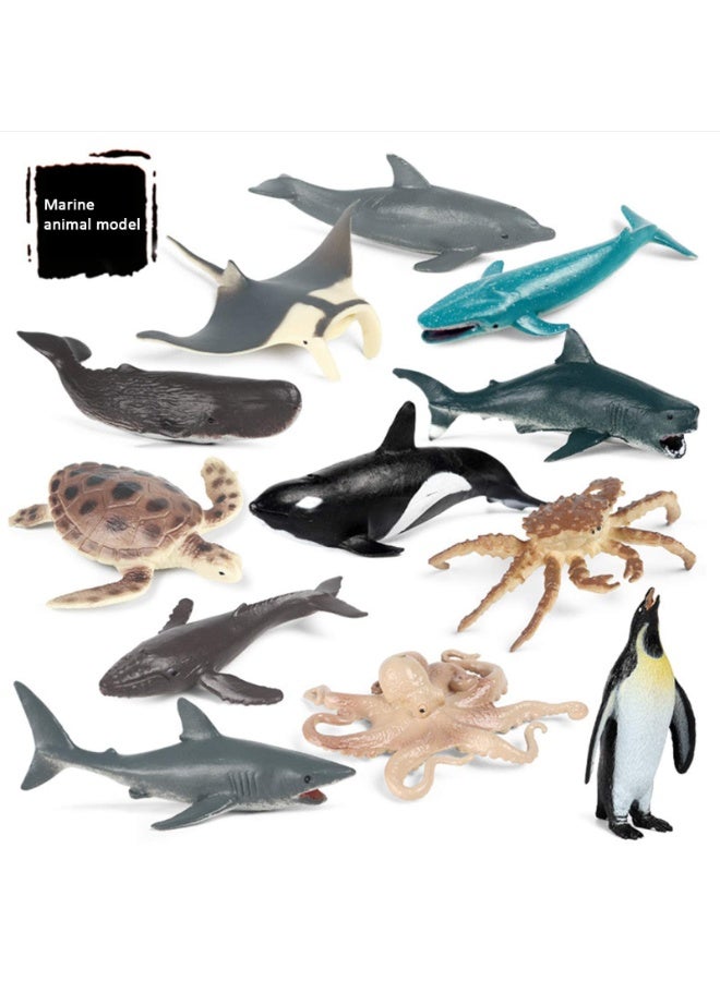 DURKU Mini Safari Animals Statue Realistic Plastic Sea Animal Statue Toy, Kid'S Party Supplies Cake Topper Including Penguins, Turtles, Octopus, Humpback Whales, Whales, Etc(12pcs) - Image 4