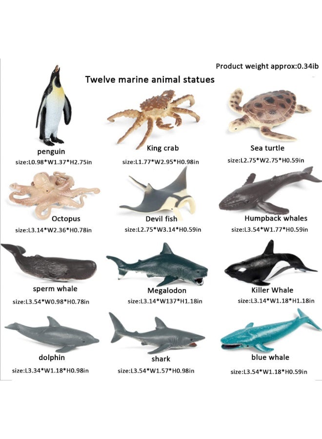 DURKU Mini Safari Animals Statue Realistic Plastic Sea Animal Statue Toy, Kid'S Party Supplies Cake Topper Including Penguins, Turtles, Octopus, Humpback Whales, Whales, Etc(12pcs) - Image 2