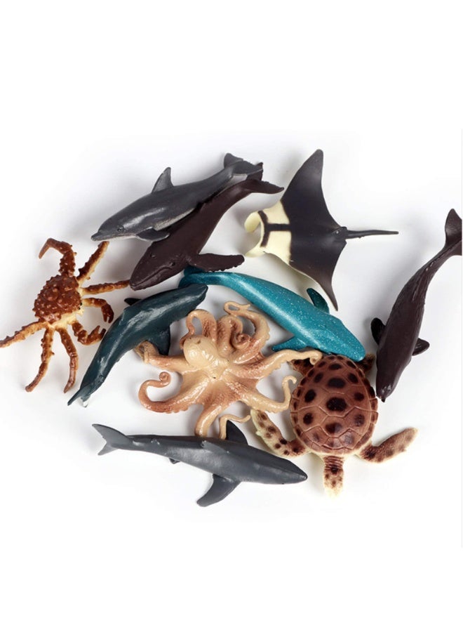 DURKU Mini Safari Animals Statue Realistic Plastic Sea Animal Statue Toy, Kid'S Party Supplies Cake Topper Including Penguins, Turtles, Octopus, Humpback Whales, Whales, Etc(12pcs) - Image 5