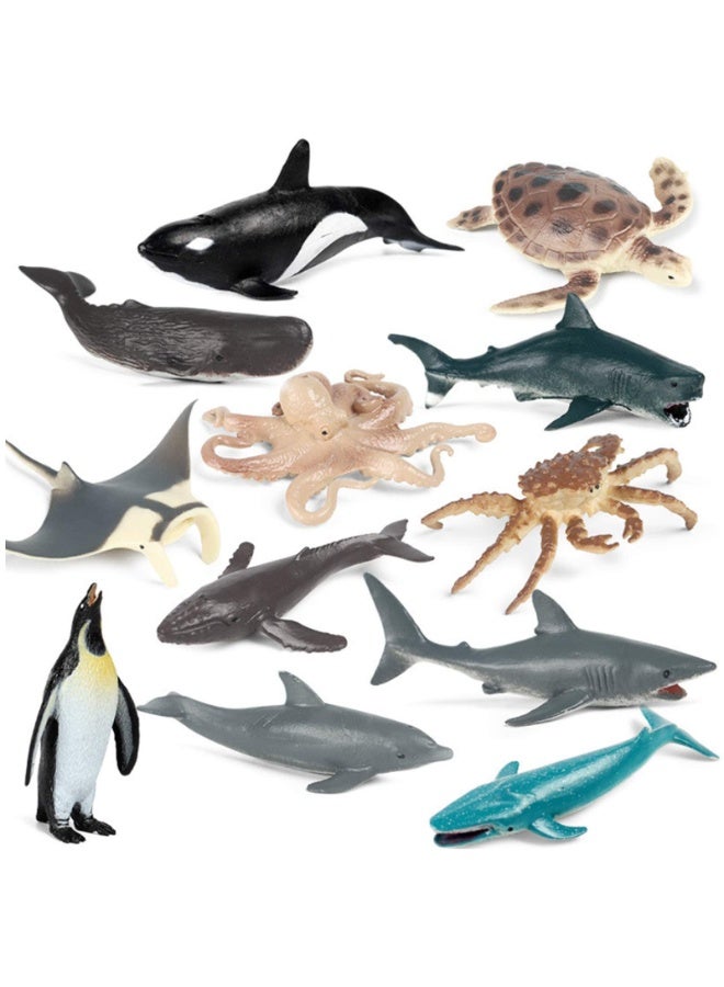 DURKU Mini Safari Animals Statue Realistic Plastic Sea Animal Statue Toy, Kid'S Party Supplies Cake Topper Including Penguins, Turtles, Octopus, Humpback Whales, Whales, Etc(12pcs) - Image 1
