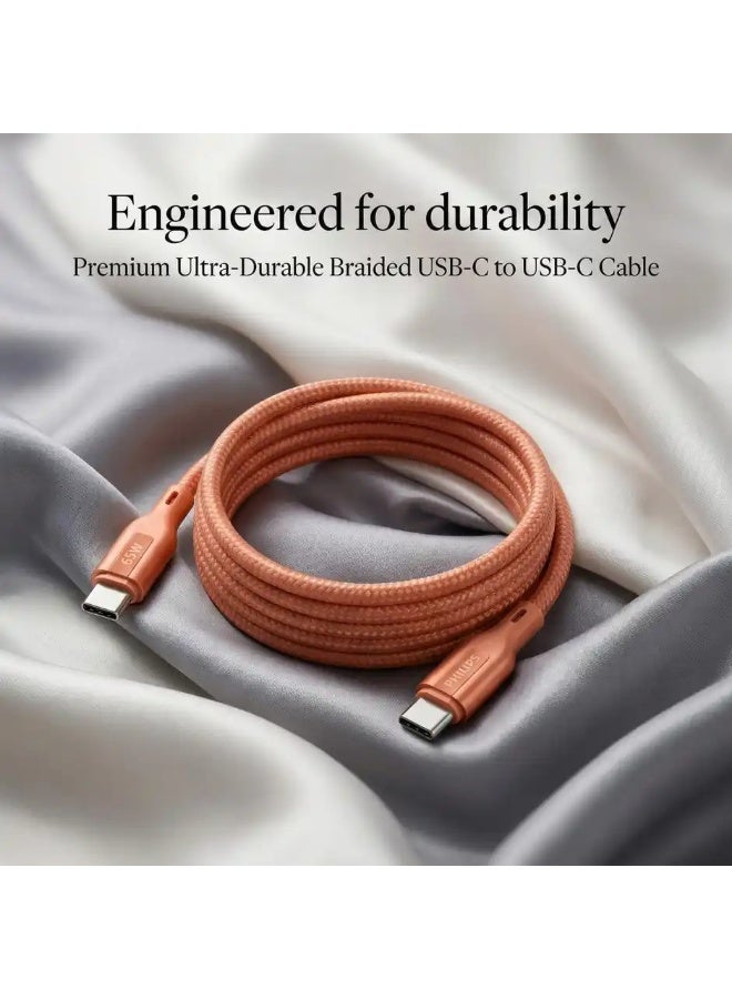 PHILIPS 65W USB Type-C to Type-C Fast Charging Cable, 1m, Nylon Braided, Orange, DLC4130CR/94 orange - Image 4