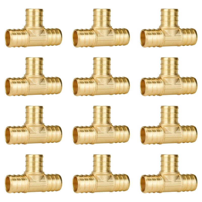 SUNGATOR 12Pack 34 Pex Tee No Lead Brass 34 Inch Pex T Fittings