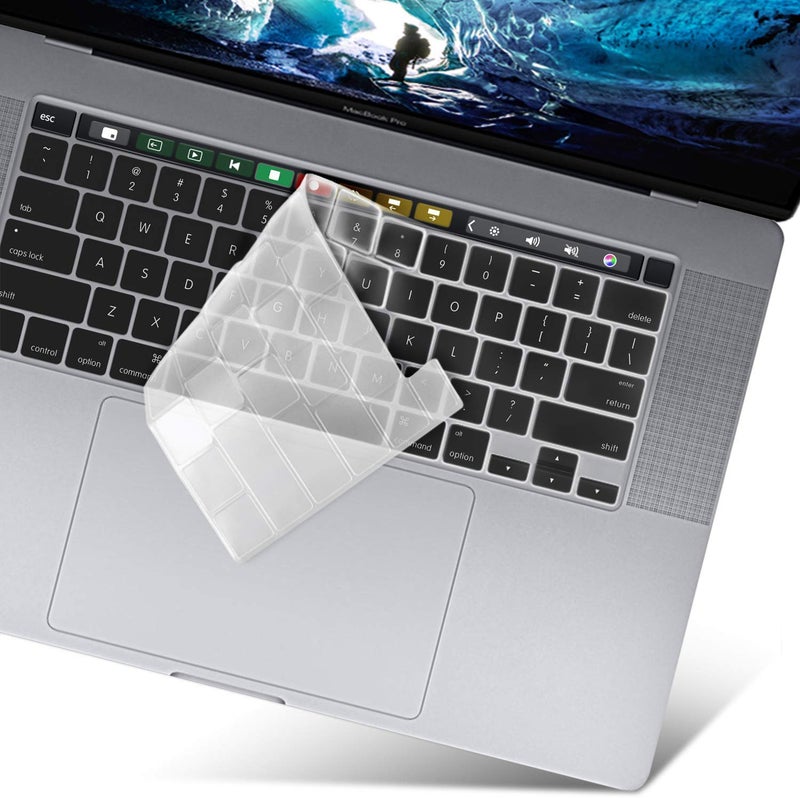 Oaky غطاء لوحة مفاتيح رقيق للغاية من TPU مقاوم للماء والغبار متوافق مع ماك بوك برو 16 بوصة 2019-2020 طراز A2141 - شفاف - Image 1