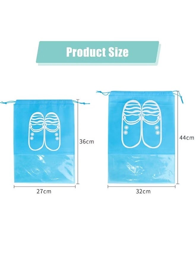 10 Pack Travel Shoe Handbag Waterproof Dust Bags,Two Sizes Non-Woven Fabric Dustproof Drawstring Breathable Clear Window Dust Cover Storage Bags Handbag Storage Shoe Pouch Organizer for Men and Women  - Image 2
