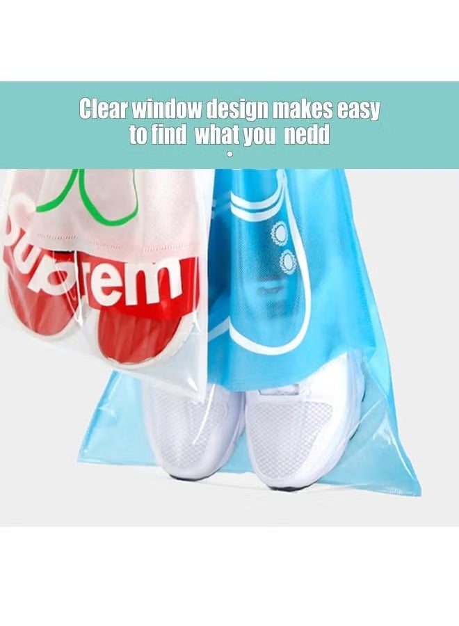 10 Pack Travel Shoe Handbag Waterproof Dust Bags,Two Sizes Non-Woven Fabric Dustproof Drawstring Breathable Clear Window Dust Cover Storage Bags Handbag Storage Shoe Pouch Organizer for Men and Women  - Image 3