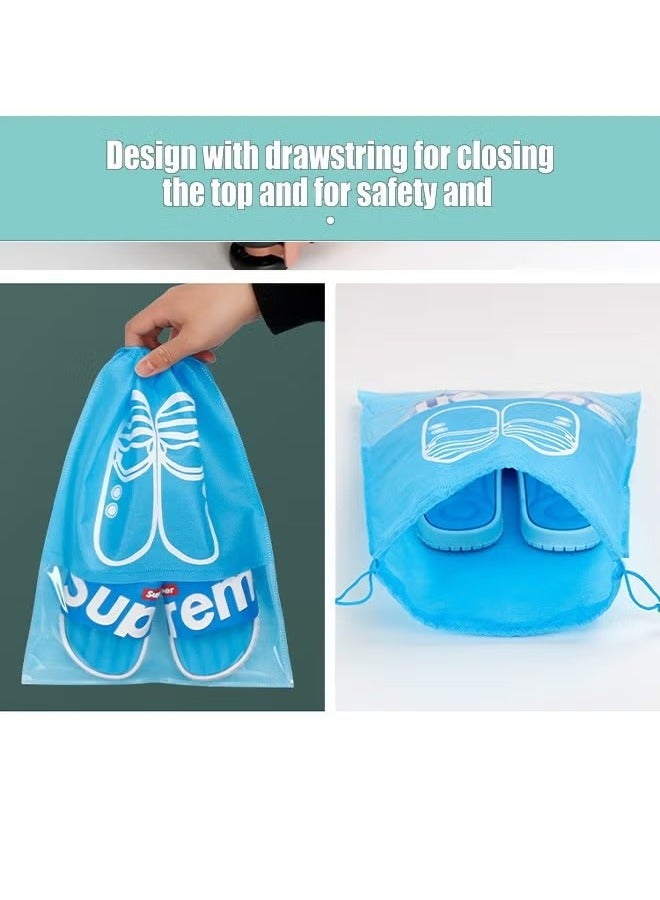 10 Pack Travel Shoe Handbag Waterproof Dust Bags,Two Sizes Non-Woven Fabric Dustproof Drawstring Breathable Clear Window Dust Cover Storage Bags Handbag Storage Shoe Pouch Organizer for Men and Women  - Image 4