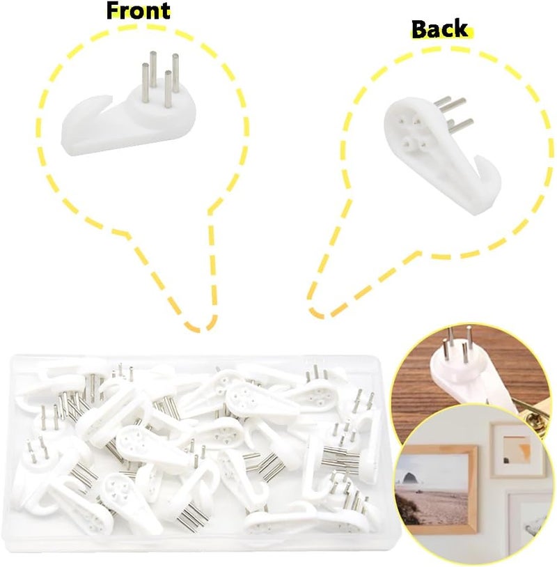 Hocansen 50 PCS Invisible Nail Wall Hooks Plastic Hardwall Hanger Hooks Picture Hangers Non-Mark Hook for Hanging Art Decorations Photo Frame (30x15x5/XK-SL) - Image 3