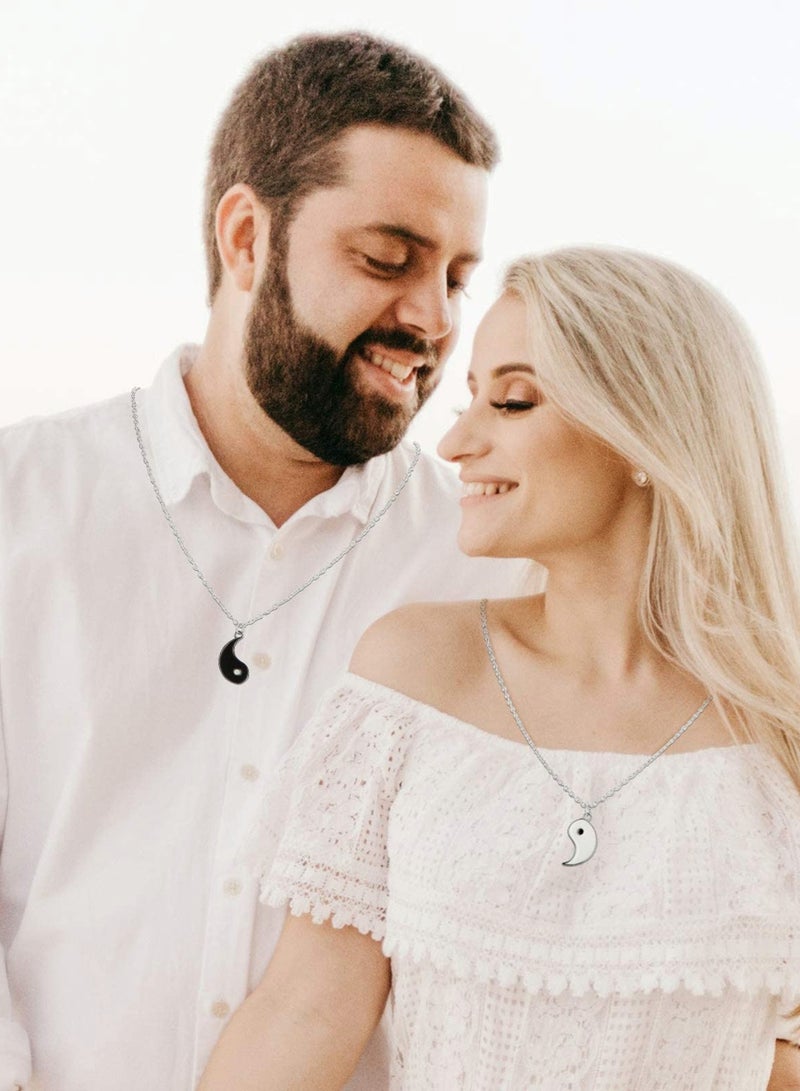 6 Piece Yin Yang Friendship Couple Bracelet Set with Necklace Adjustable Waterproof Handmade for Boyfriend Girlfriend - Image 2