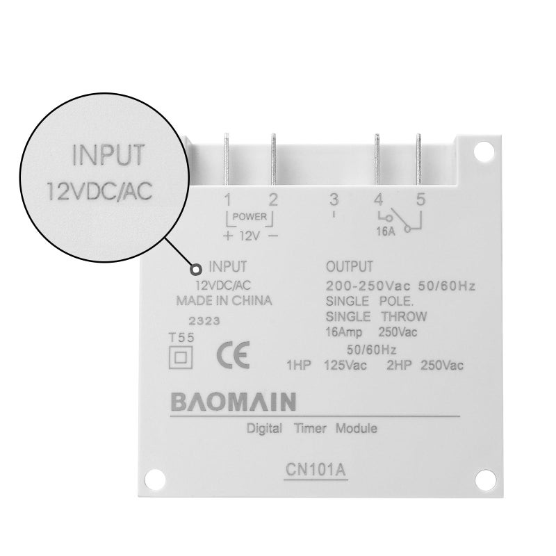 Baomain Time Switch Relay,Digital LCD Programmable Timer,12V DC/AC Input,200-250V 16A Output,28 Programs Daily/Weekly Schedule,CN101A for Lighting and Equipment Control - Image 2