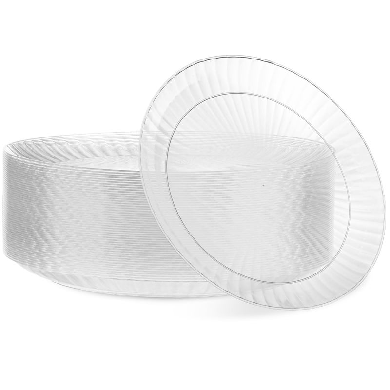 PLASTICPRO PLASTICPRO 60 Pack Crystal Like Clear Disposable 10 inch Plastic Plates Dinner Dishes Plates for Special Occasions Parties - Image 1