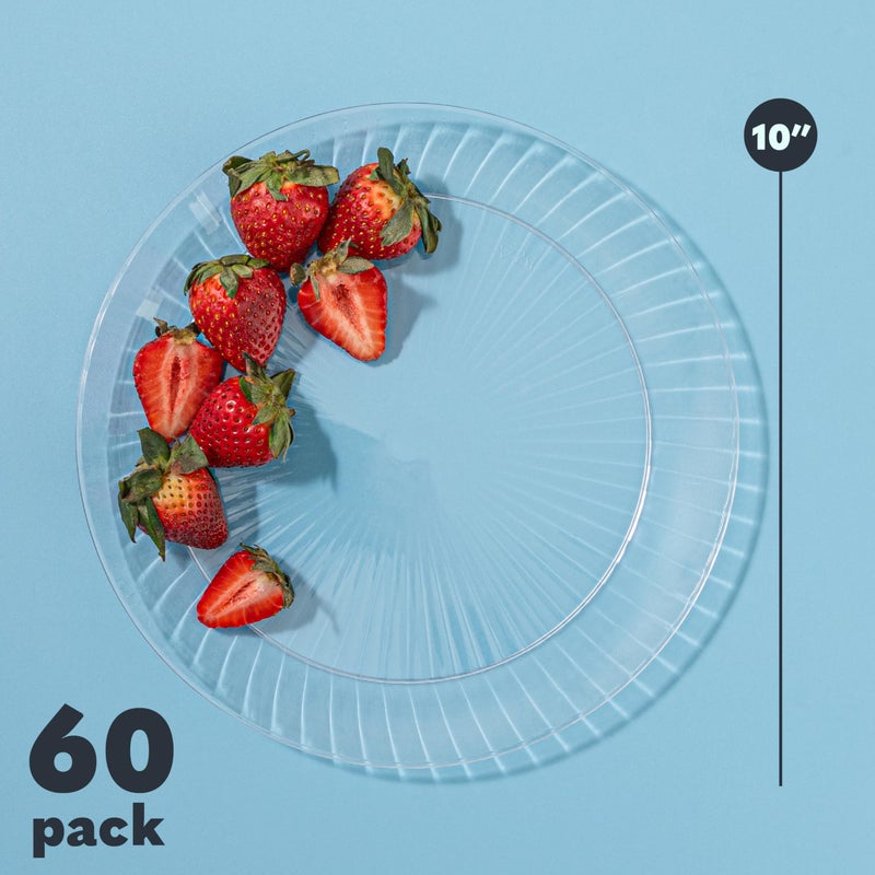 PLASTICPRO PLASTICPRO 60 Pack Crystal Like Clear Disposable 10 inch Plastic Plates Dinner Dishes Plates for Special Occasions Parties - Image 5