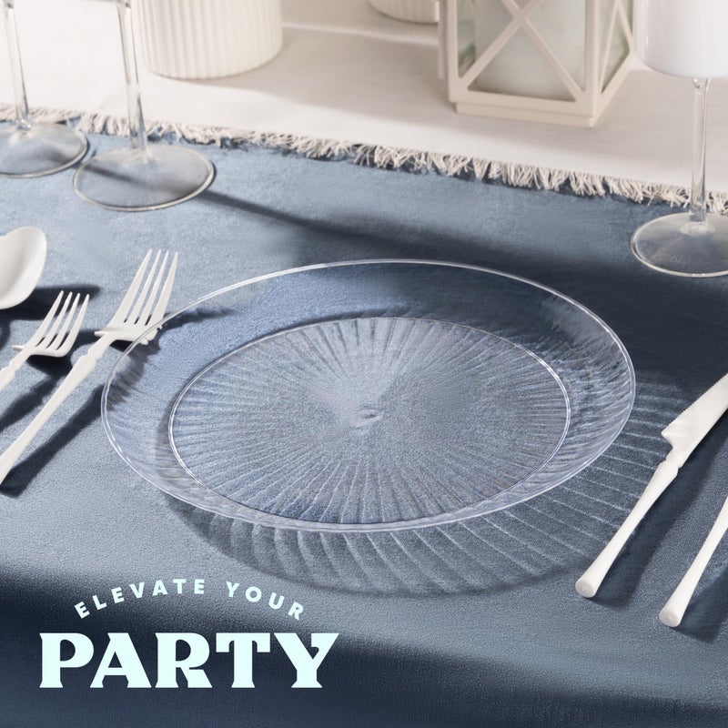 PLASTICPRO PLASTICPRO 60 Pack Crystal Like Clear Disposable 10 inch Plastic Plates Dinner Dishes Plates for Special Occasions Parties - Image 3