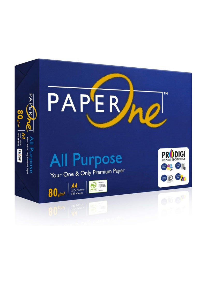 PaperOne PaperOne™ All Purpose Premium Copy Paper, 80 GSM, A4 Size, 500 sheets ream 