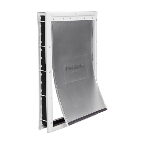 PetSafe Plastic Pet Door Easy Install for Wood PVC Metal Paneled Doors RustFree Plastic Frame Flap Dimensions 10 14 W x 16 14 H for Large Dogs Weighing Up to 100 lb