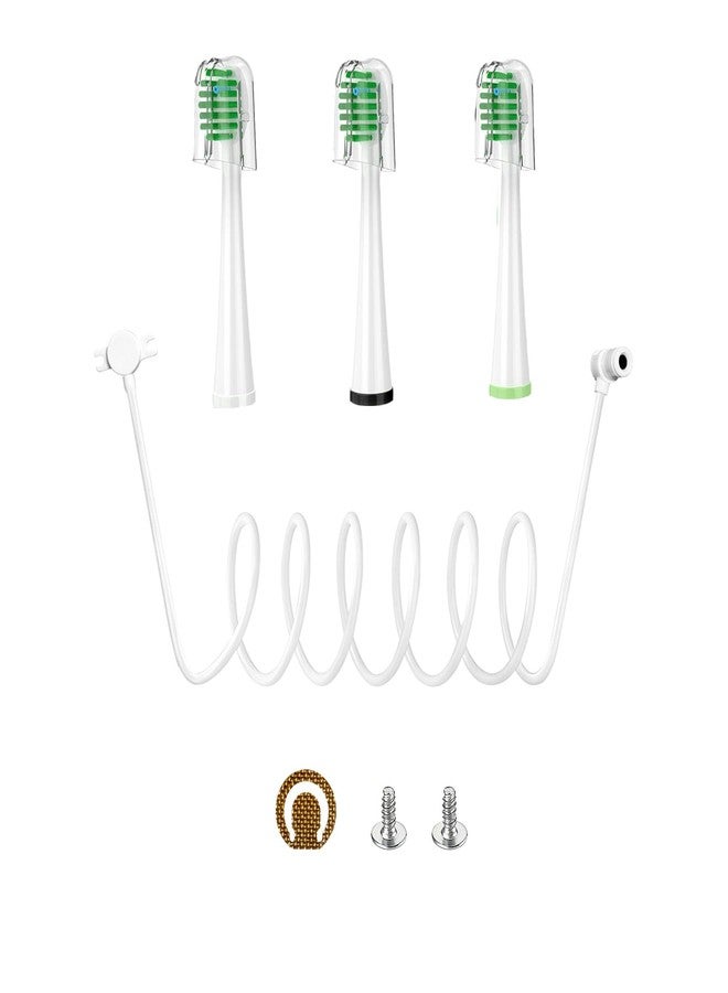 فريفيل خرطوم بديل مع 3 رؤوس فرشاة أسنان لفرشاة تنظيف الأسنان المائية Waterpik Sonic-Fusion SF-01/SF-02/SF-03/SF-04 | ملحقات متوافقة مع جهاز تنظيف الأسنان المائي Waterpik، عبوة واحدة - Image 1