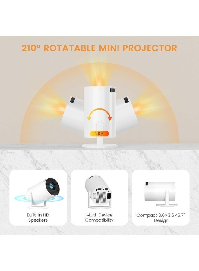Portable Smart Projector HY300 with WiFi & Bluetooth | Android 12, WiFi 6, Auto Keystone, 180° Rotation & 130 Inch HD Display – White - Image 4