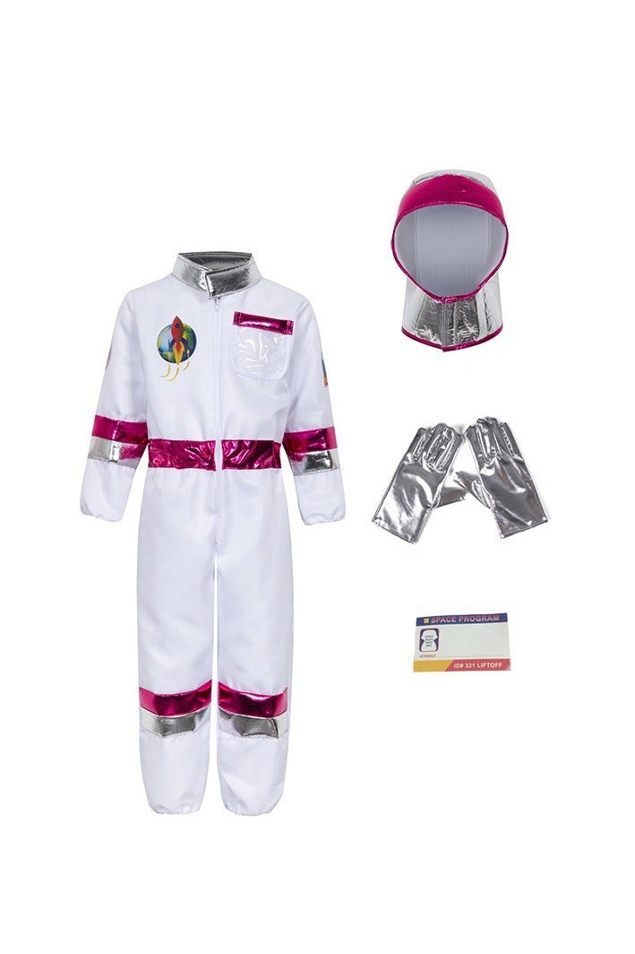 Children's space suit set (including jumpsuit, gloves, chest badge, and hat). Halloween cosplay performance outfit for astronauts. Astronaut costume for festival party performance. - Image 2