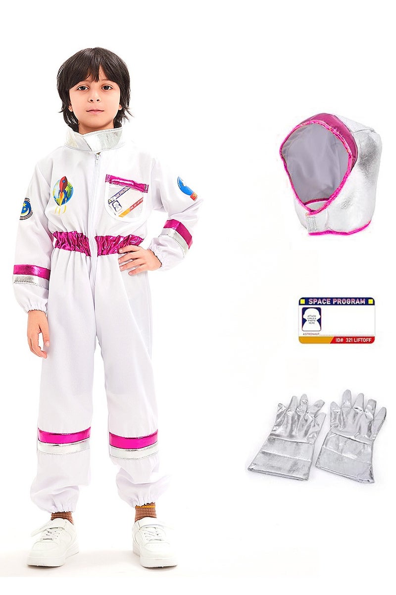 Children's space suit set (including jumpsuit, gloves, chest badge, and hat). Halloween cosplay performance outfit for astronauts. Astronaut costume for festival party performance. - Image 1
