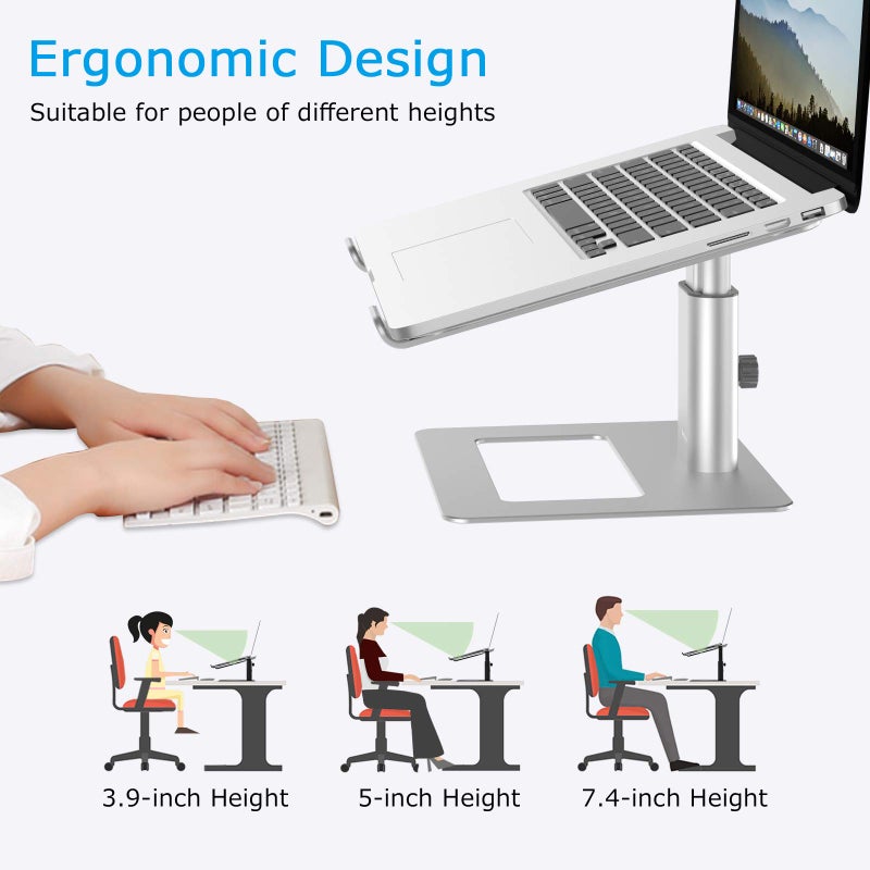 BoYata Laptop Stand, Ergonomic Aluminum Height Adjustable Computer Stand Laptop Riser Holder for Desk, Compatible with MacBook Pro/Air, Dell, Lenovo, HP, Samsung, More Laptops 11-17" - Image 4