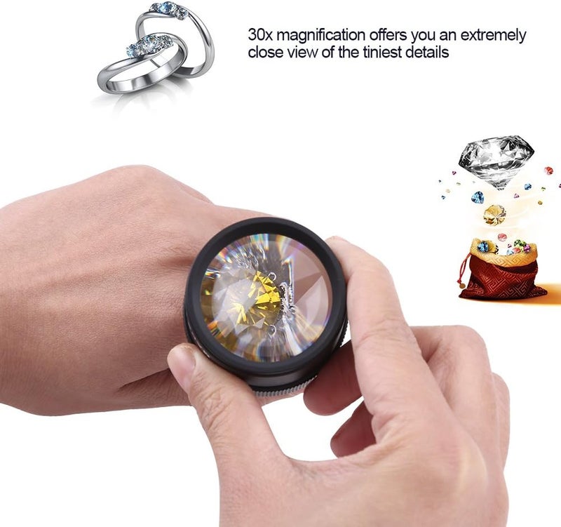 klarako Jewelry Magnifier, New Jewelry Optical Magnifier Glasses 30x Magnifying Lens Jewelries Loupes Tool Illuminated Jewelry Loupe for Gems Jewelry Rocks Stamps Coins Watches Antiques Models Photos - Image 3
