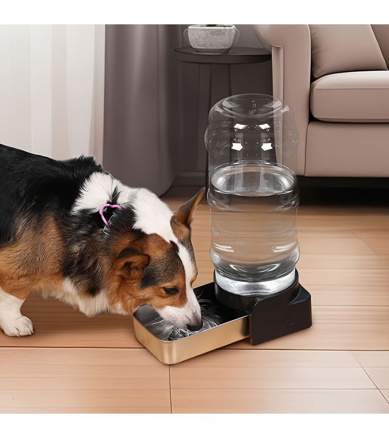 Pet Gravity Water Dispenser Black 3.8L Large Capacity Siphon Dog Drinking Machine Stainless Steel Detachable Filtered Clean Water Feeder Easy To Clean Pet Supplies - Image 4