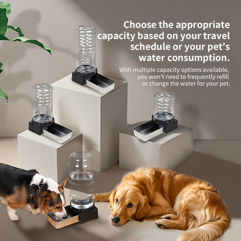 Pet Gravity Water Dispenser Black 3.8L Large Capacity Siphon Dog Drinking Machine Stainless Steel Detachable Filtered Clean Water Feeder Easy To Clean Pet Supplies - Image 1