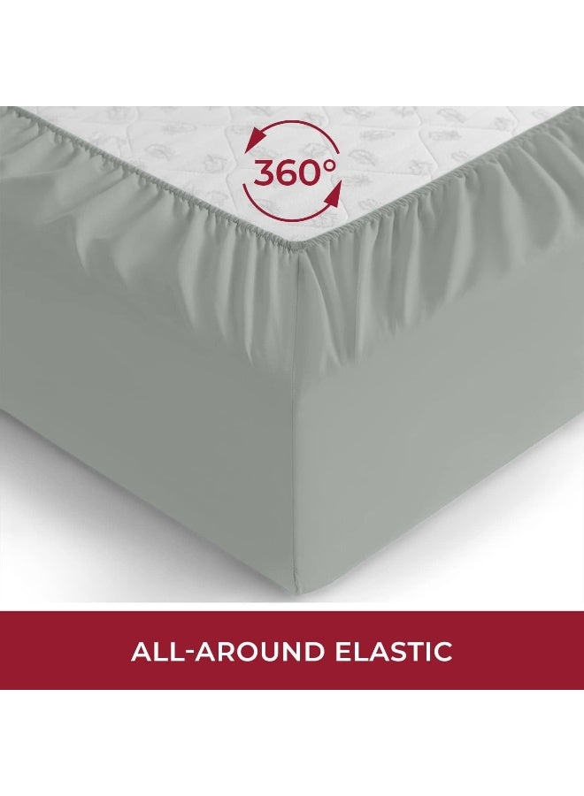 Mellanni Twin Fitted Sheet Only - Iconic Collection Bedding Sheets - Soft & Cooling Sheets with up to 16 inch Deep Pocket - All Around Elastic - Wrinkle  Fade  Stain Resistant - 1 PC (Twin  Spa Mint) - Image 4
