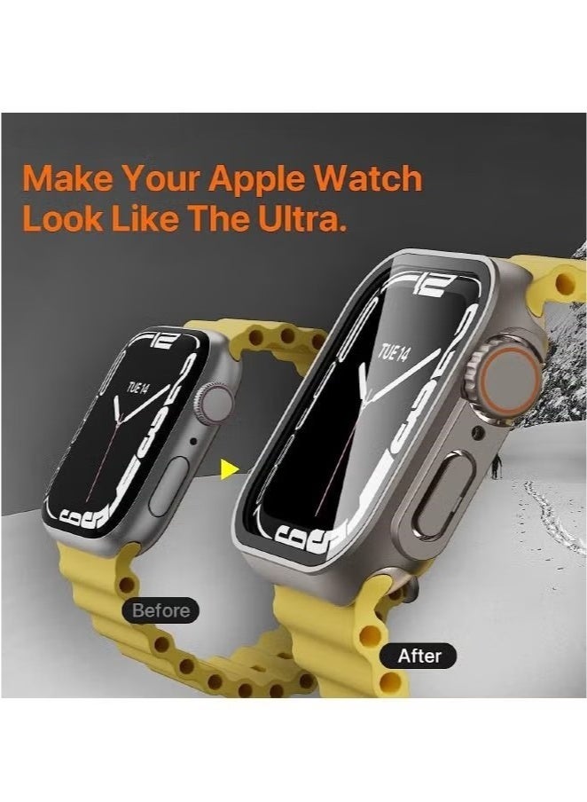 Compatible for Apple Watch Series 7/8/9 45mm Hard Case with Tempered Glass Screen Protector, Unique Design Hard PC Waterproof Case Cover, Bumper Full Coverage Accessories for iWatch 7/8/9 45mm - Image 2