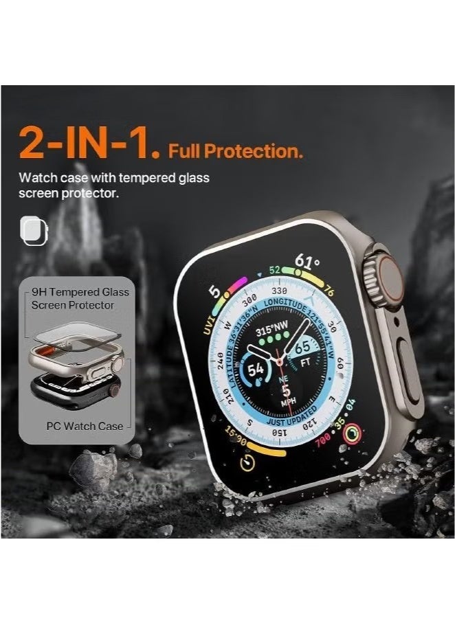 Compatible for Apple Watch Series 7/8/9 45mm Hard Case with Tempered Glass Screen Protector, Unique Design Hard PC Waterproof Case Cover, Bumper Full Coverage Accessories for iWatch 7/8/9 45mm - Image 3