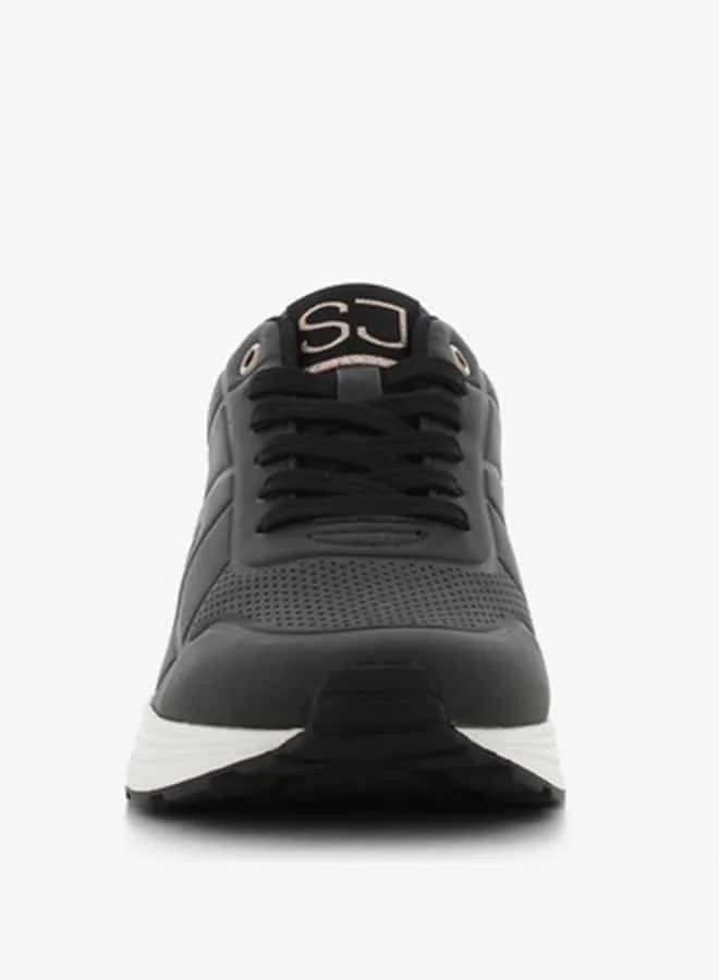 SJ Women's Panelled Lace-Up Low Ankle Sneakers