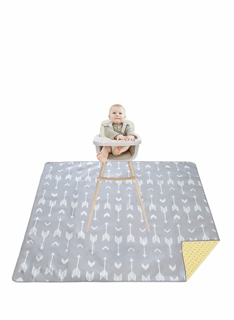 SYOSI High Chair Child Placemats, Waterproof Floor Spill Mat, Machine Washable Mess Mat and Table Cloth for Baby and Toddler Feeding, Mess, Non-Slip and Waterproof Protection, 51 Inch, Grey, Rectangle - Image 1