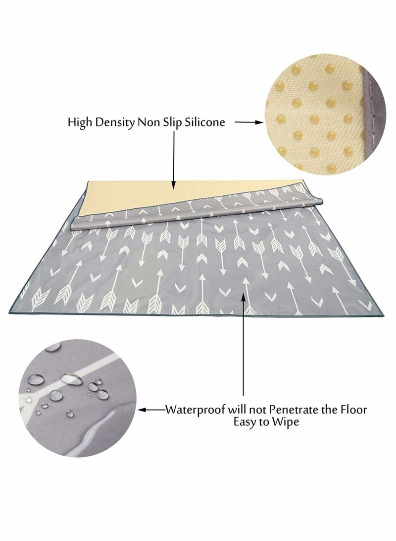 SYOSI High Chair Child Placemats, Waterproof Floor Spill Mat, Machine Washable Mess Mat and Table Cloth for Baby and Toddler Feeding, Mess, Non-Slip and Waterproof Protection, 51 Inch, Grey, Rectangle - Image 4