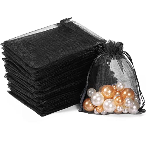Mudder 50 Pack Organza Gift Bags Wedding Party Favor Bags Jewelry Pouches Wrap, 4 x 4.72 Inches (Dark Purple) - Image 1