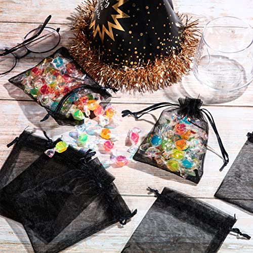 Mudder 50 Pack Organza Gift Bags Wedding Party Favor Bags Jewelry Pouches Wrap, 4 x 4.72 Inches (Dark Purple) - Image 4