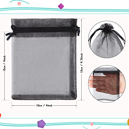 Mudder 50 Pack Organza Gift Bags Wedding Party Favor Bags Jewelry Pouches Wrap, 4 x 4.72 Inches (Dark Purple) - Image 2
