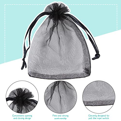 Mudder 50 Pack Organza Gift Bags Wedding Party Favor Bags Jewelry Pouches Wrap, 4 x 4.72 Inches (Dark Purple) - Image 3