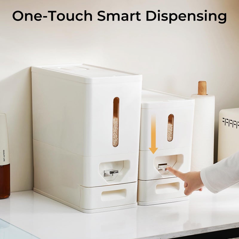 UFORU Rice Dispenser 25 Lbs (12kg), Dry Food Storage Container Sealed Moisture-Proof with Built-in Drawer for Kitchen Pantry Household, BPA-Free - Image 5