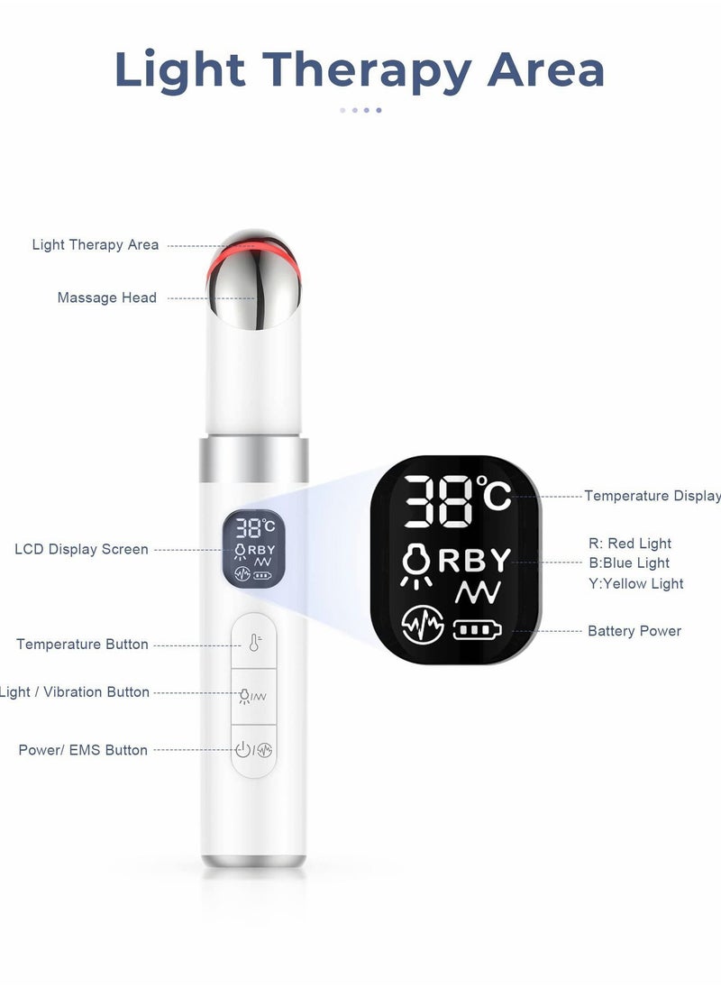 KONKA - EMS Eye Massager RF Radio Frequency Facial Device Lifting Firming Skin Care Tool for Eyes Neck Wrinkles with LCD Display(38-45°C) - Image 1