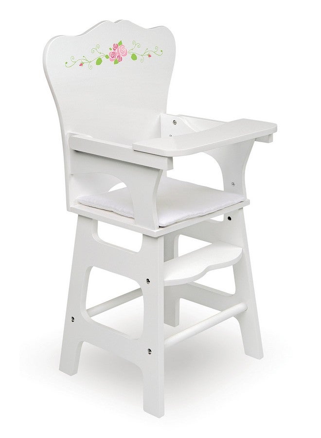Badger Basket Toy Doll High Chair With Padded Seat For 18 Inch Dolls White Rose - Image 1