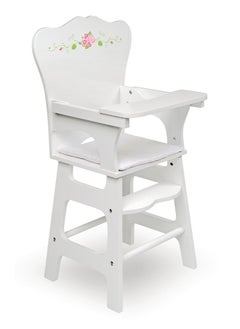 Badger Basket Toy Doll High Chair With Padded Seat For 18 Inch Dolls White Rose  - Image 2