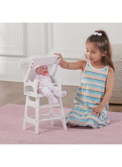 Badger Basket Toy Doll High Chair With Padded Seat For 18 Inch Dolls White Rose  - Image 4
