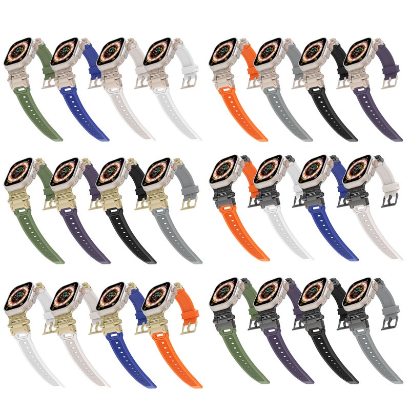 erorex For Apple Watch 42Mm Stainless Steel Connector Tpu Watch Band(Titanium Black) - Image 4